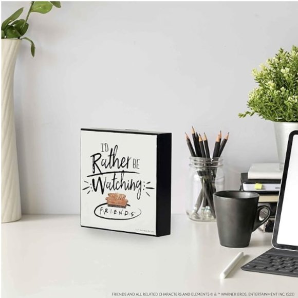 Friends The TV Series I'd Rather Be Watching Friends Wood Wall Decor  8x8 NEW - Picture 2 of 6